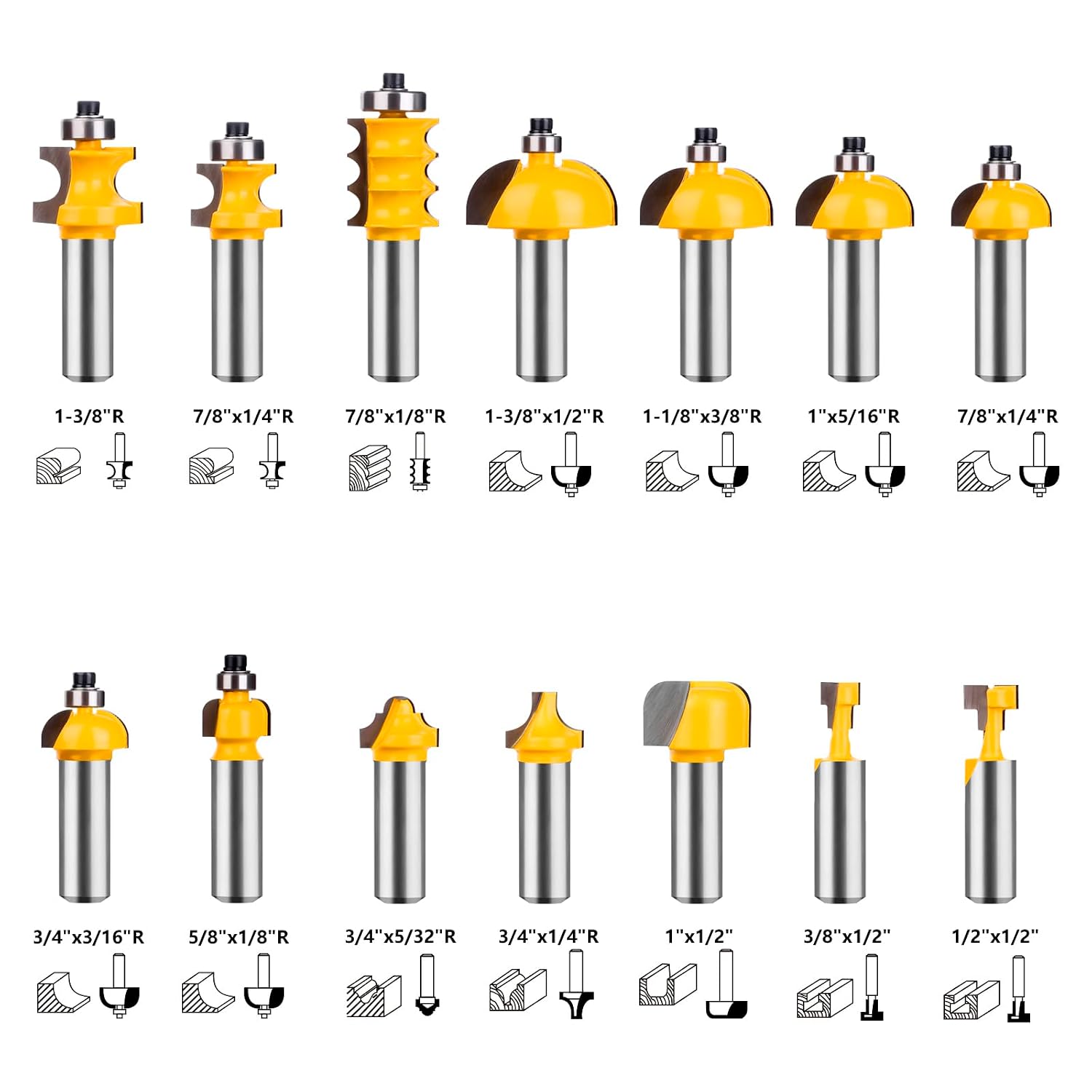 Router Bits 70 Pieces, 1/2 Inch Shank Tungsten Carbide Router Bit Set, for Professional and Beginners Carpenter