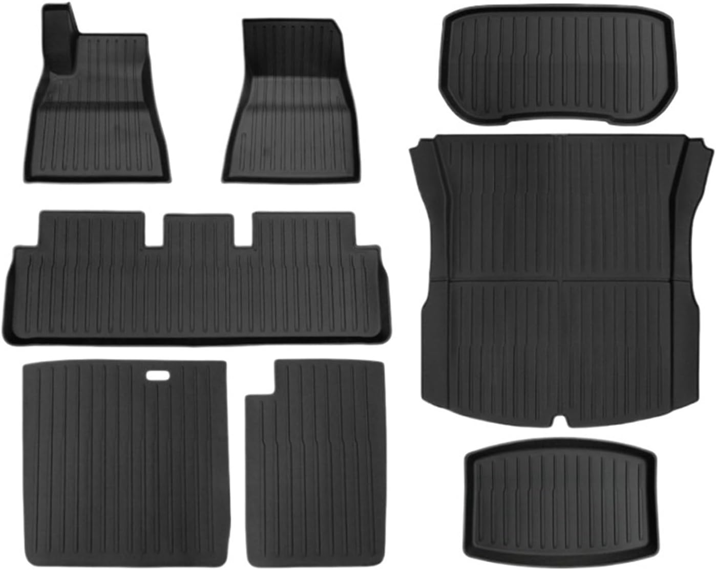 Compatible with Tesla Model 3 2024 Highland Floor Mats Cargo Liner Waterproof Anti-Slip Trunk Mat TPE Pads Model 3 2024 Highland Accessories(8pcs LHD)