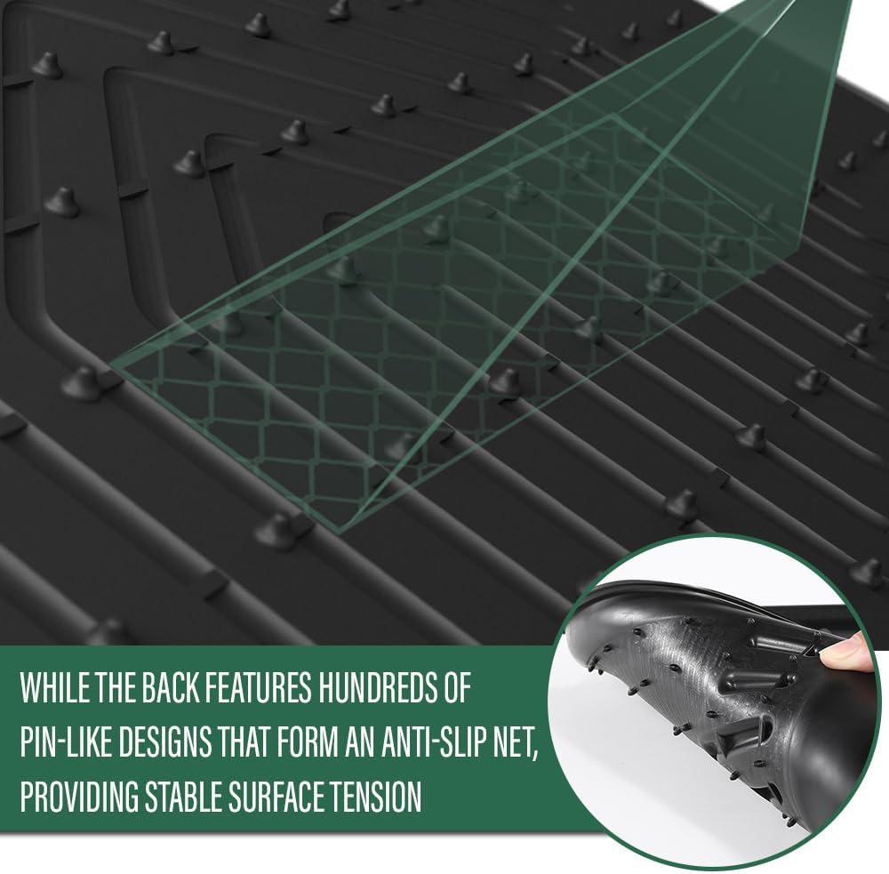 GRAND ORANGE 1st & 2nd & 3rd Front Rear Full Set 7PCS Floor Mats Cargo Liners Compatible with Tesla Model S 2021-2024 TPE All Weather Protection Floor Liners Black Alfombras para Carro