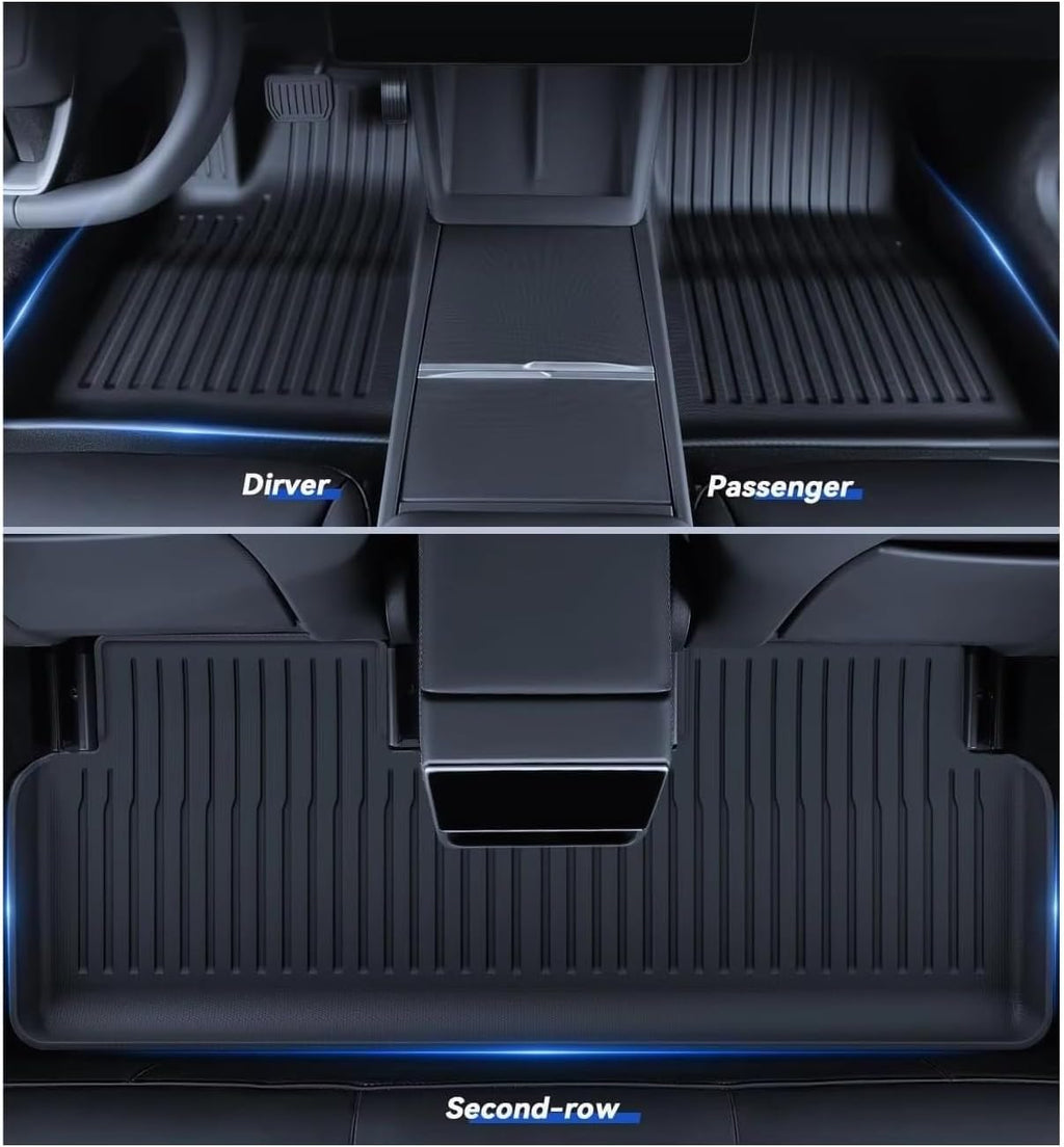 Compatible with Tesla Model 3 Highland 2024 Floor Mats and Cargo Liner Waterproof Anti-Slip Trunk Mat TPE Backrest Pads Accessories(4PCS Set)