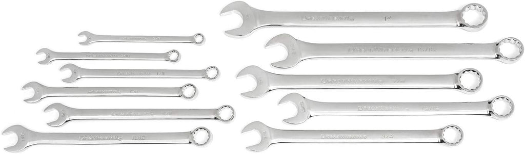 GEARWRENCH Long Pattern Combination SAE Wrench Set with Tool Roll, 11 Pc., 12 Point - 81934