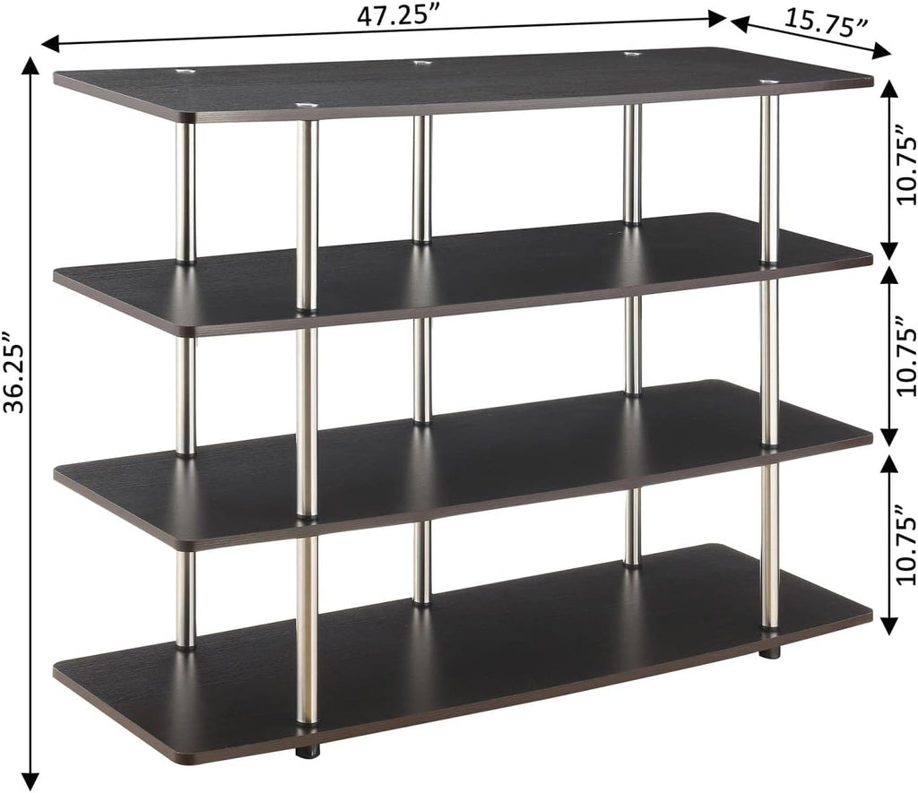 Convenience Concepts Designs2Go No Tools XL Highboy 4-Tier TV Stand 47.25' - Entertainment Center for TVs up to 55 Inches, Modern TV Console with Shelves for Living Room, Family Room, Espresso