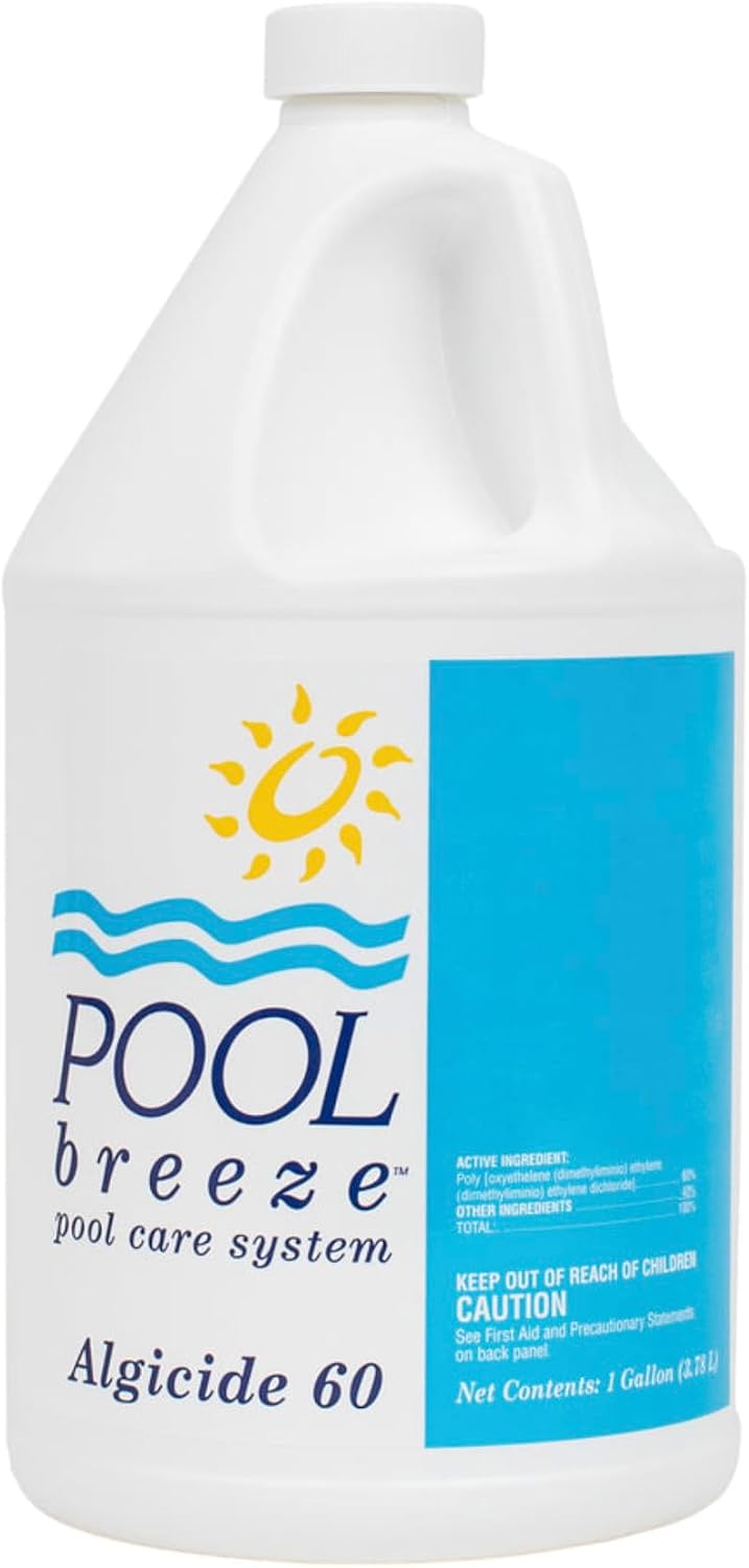 Pool Breeze Algicide 60 88421 – 1 Gal – Long Lasting Algae Control – with My Garden Pool 7 in 1 Test Strips & Scum Socks