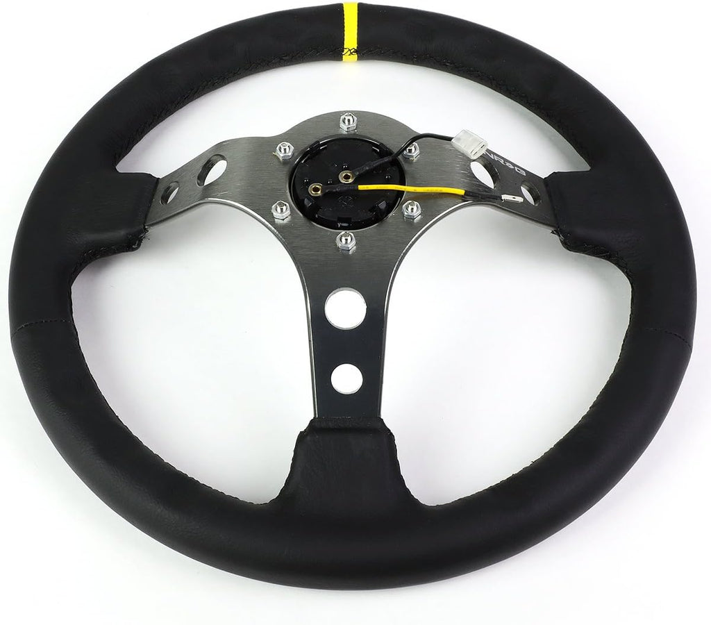 NRG Innovations RST-006GM-Y 6-Bolt Spoke Race Steering Wheel + Horn Button