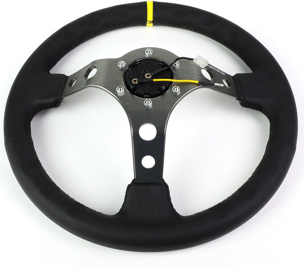 NRG Innovations RST-006GM-Y 6-Bolt Spoke Race Steering Wheel + Horn Button