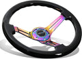 NRG RST-018BK-MC Reinforced Stering Wheel - Black Colored Wood with Neo Chrome Spokes