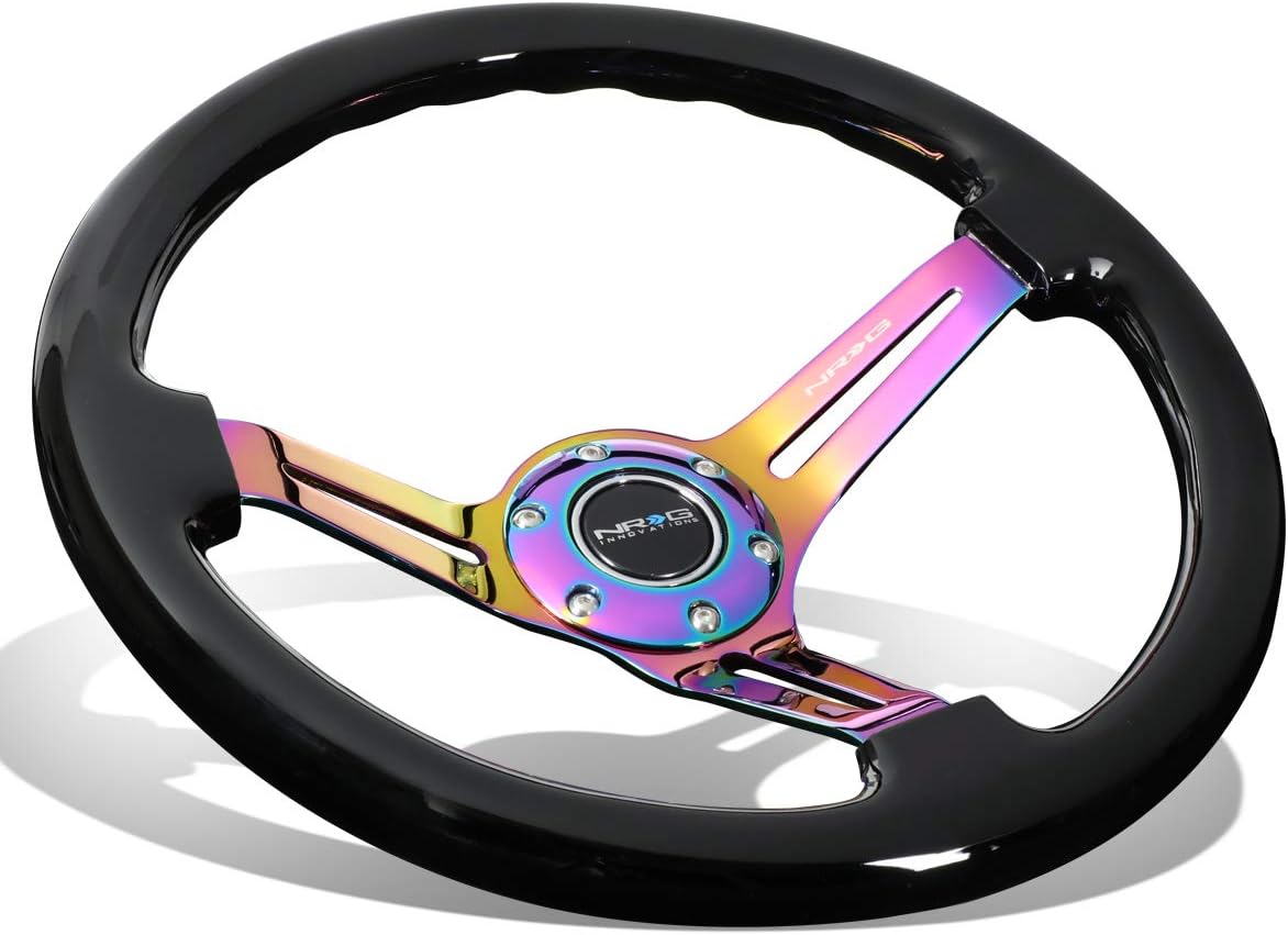 NRG RST-018BK-MC Reinforced Stering Wheel - Black Colored Wood with Neo Chrome Spokes