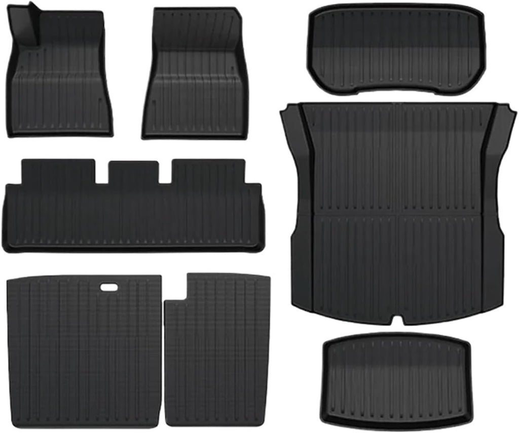 Compatible with Tesla Model 3 2024 Highland Floor Mats Cargo Liner Waterproof Anti-Slip Trunk Mat TPE Pads Left/Right Hand Rubber(8pcs LHD)