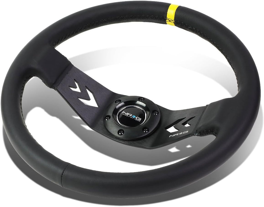 NRG Innovations RST-022R-Y 6-Bolt Spoke Race Steering Wheel + Horn Button