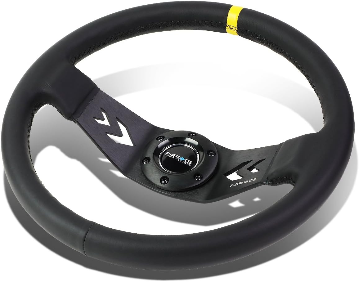 NRG Innovations RST-022R-Y 6-Bolt Spoke Race Steering Wheel + Horn Button