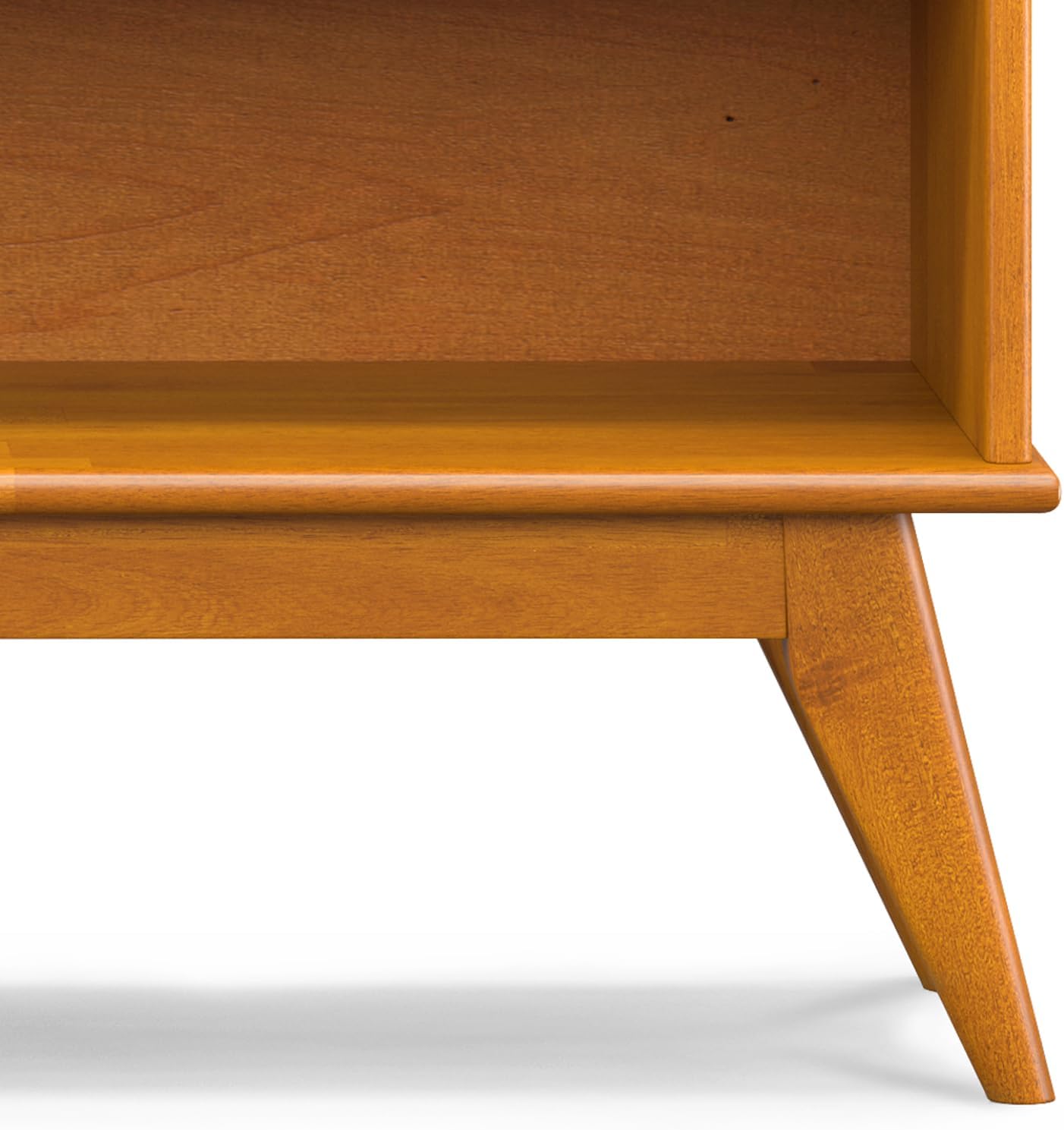 SIMPLIHOME Draper Bookcase - 30 inch Tall Solid Wood Low Bookshelf in Teak Brown, Mid-Century Modern Storage for Living Room, Study Room or Office with Tapered Legs and Wide Open Shelves