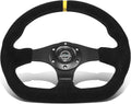NRG Innovations NRG-RST-024MB-S-Y Reinforced Steering Wheel - 320mm Sport Suede Flat Bottom with Yellow Center Mark