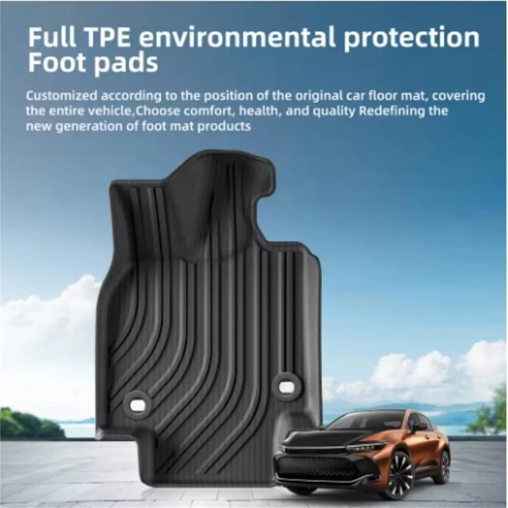 Floor Mats and Cargo Liner,Compatible with Toyota Crown 2023 2024 All Weather Protection TPE 3D 1st & 2nd Row Accessories(Left Rudder)(White)