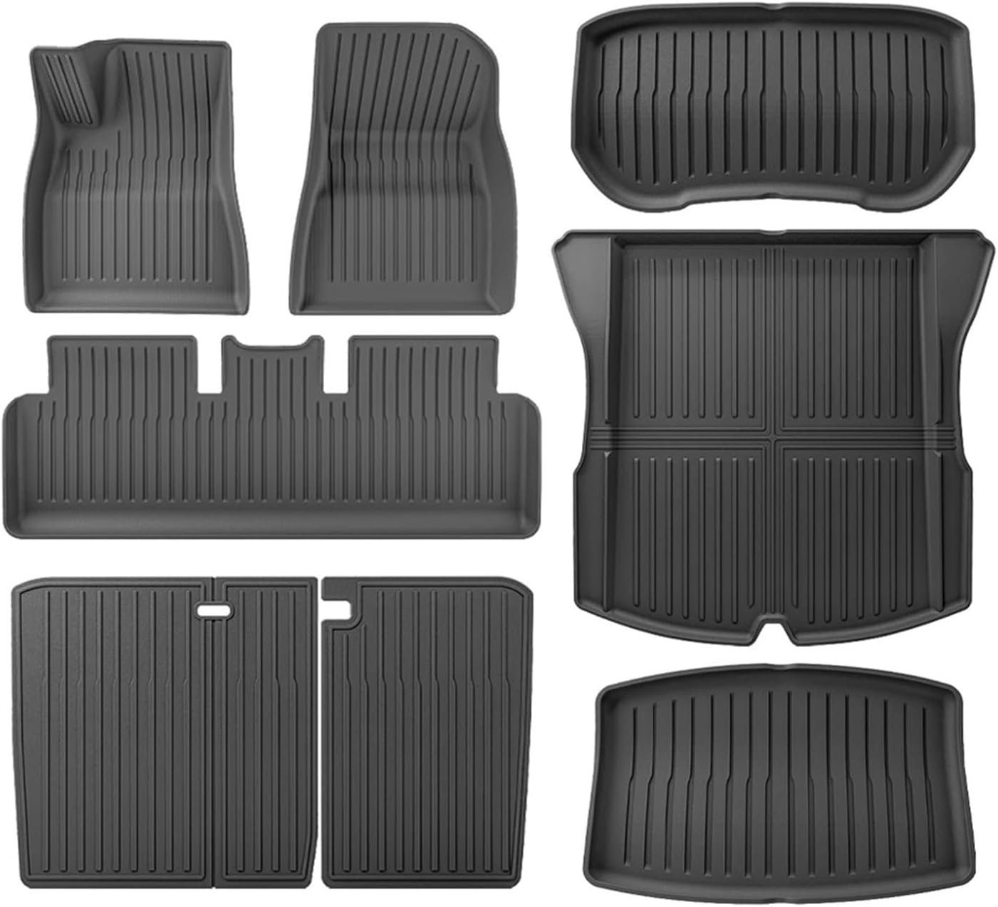 Compatible with 2024 Tesla Model 3 Highland Floor Mats TPE All Weather Front Rear Cargo Liner Mat, Waterproof Anti-Slip Mats Accessories(2024 M3 8PCS LHD)