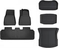 Floor Mats Compatible with Tesla Model 3 Y 2021-2024 5-Seater Custom All Weather Heavy Duty TPE Cargo Liner Trunk Accessories(3 2024 TPE RHD 6PCS)
