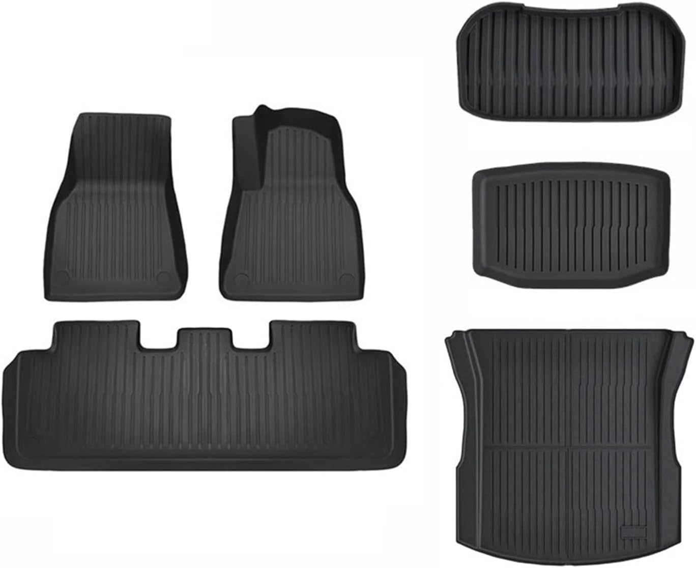 Floor Mats Compatible with Tesla Model 3 Y 2021-2024 5-Seater Custom All Weather Heavy Duty TPE Cargo Liner Trunk Accessories(3 2024 TPE RHD 6PCS)