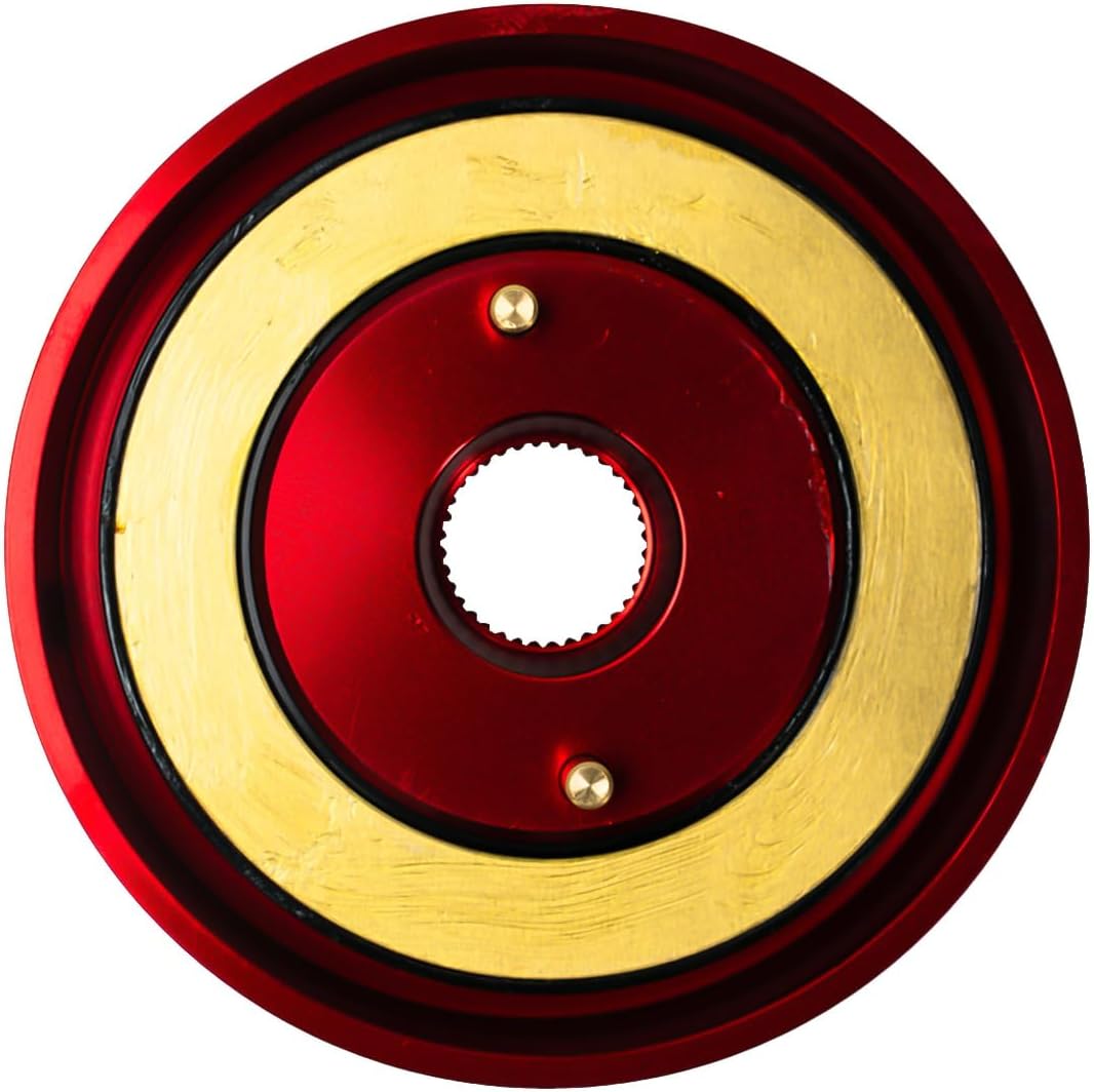 NRG Innovations Racing Style Steering Wheel Short Hub, Lockable Aluminum Steering Shaft, 6x70mm Bolt Pattern Quick Release Adapter Unit, For Datsun, Red, NRG-SRK-142H-RD