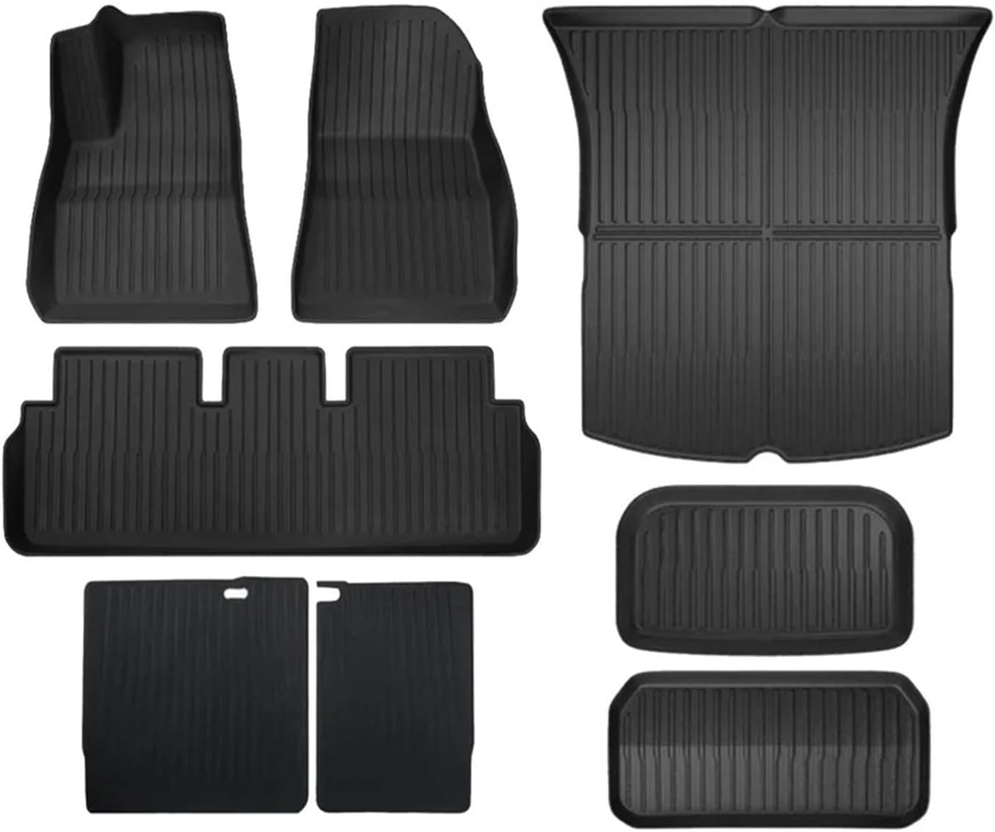 Compatible with Tesla Model 3 Model Y 2021-2024 XPE Floor Mats,All Weather Rubber Trunk Floor Mat Waterproof Non-Slip Cargo Liner(8pcs M3 21-23)