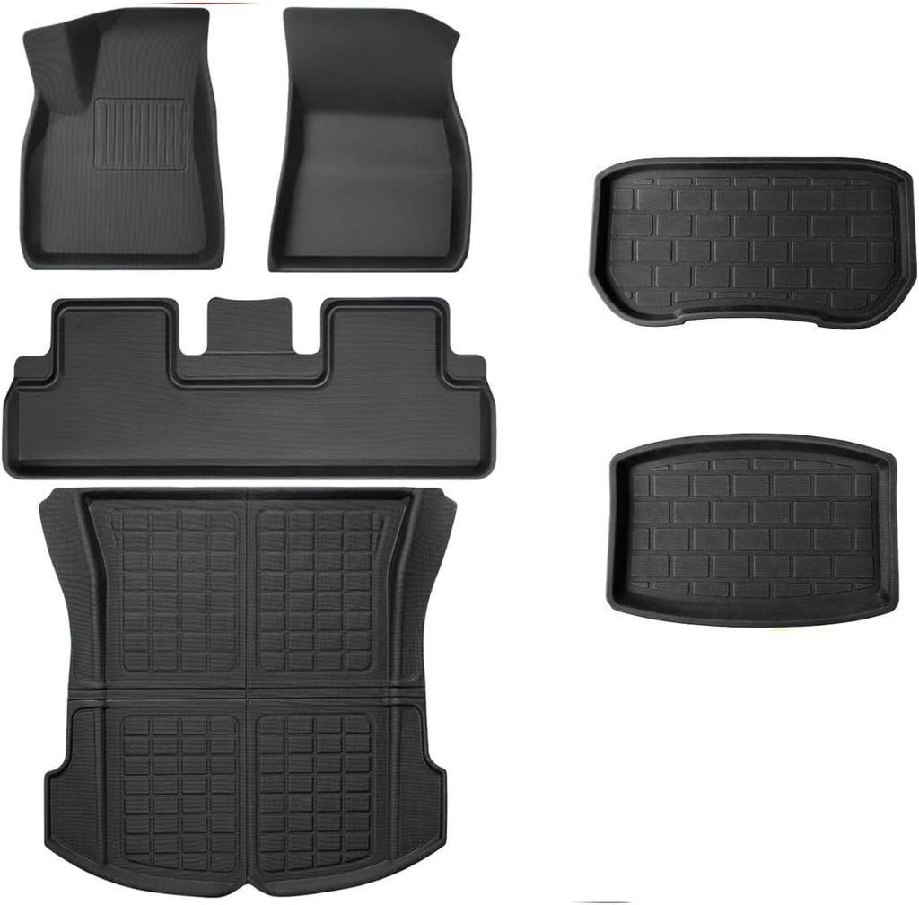 Compatible with Tesla Model 3 Highland 2024 XPE Floor Mats, All Weather 3D WP Scratch Resistant Trunk Mat Cargo Liner Backrest Mats(6PCS LHD Floor Mats)