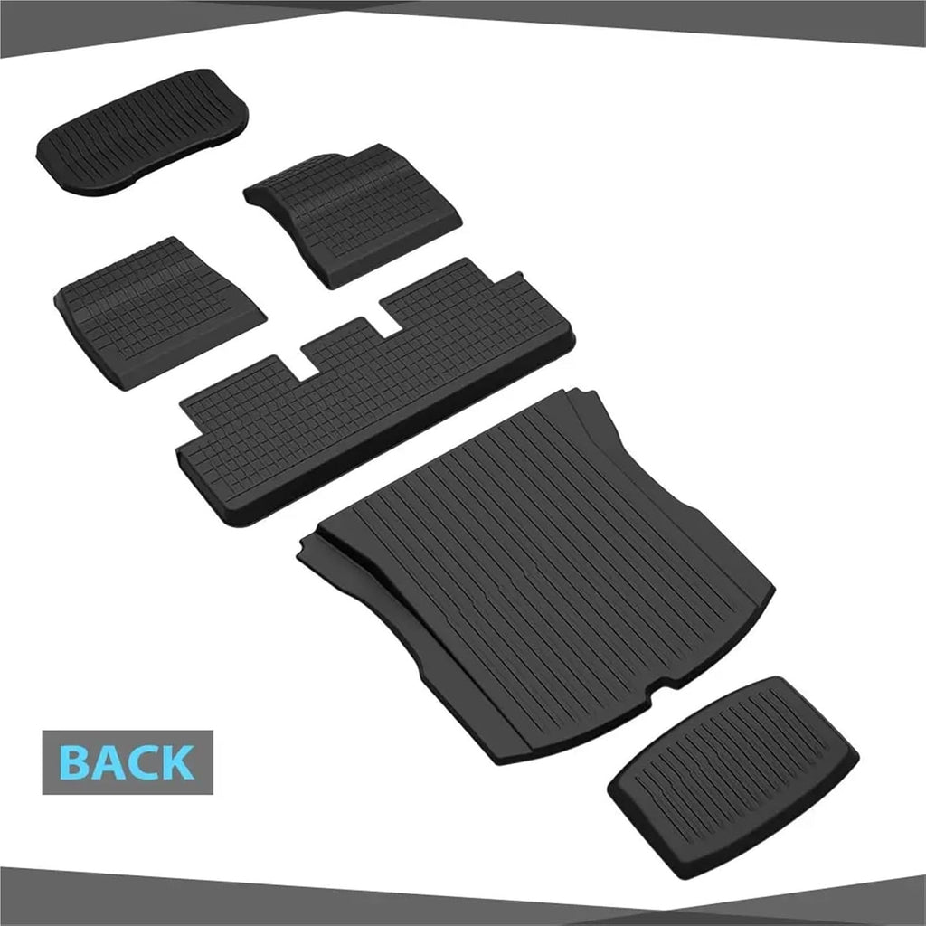 Floor Mats for Tesla Model 3 2024-2025 (Highland), All-Weather TPE Floor Liners & Cargo Liner, 6 Piece Full Set