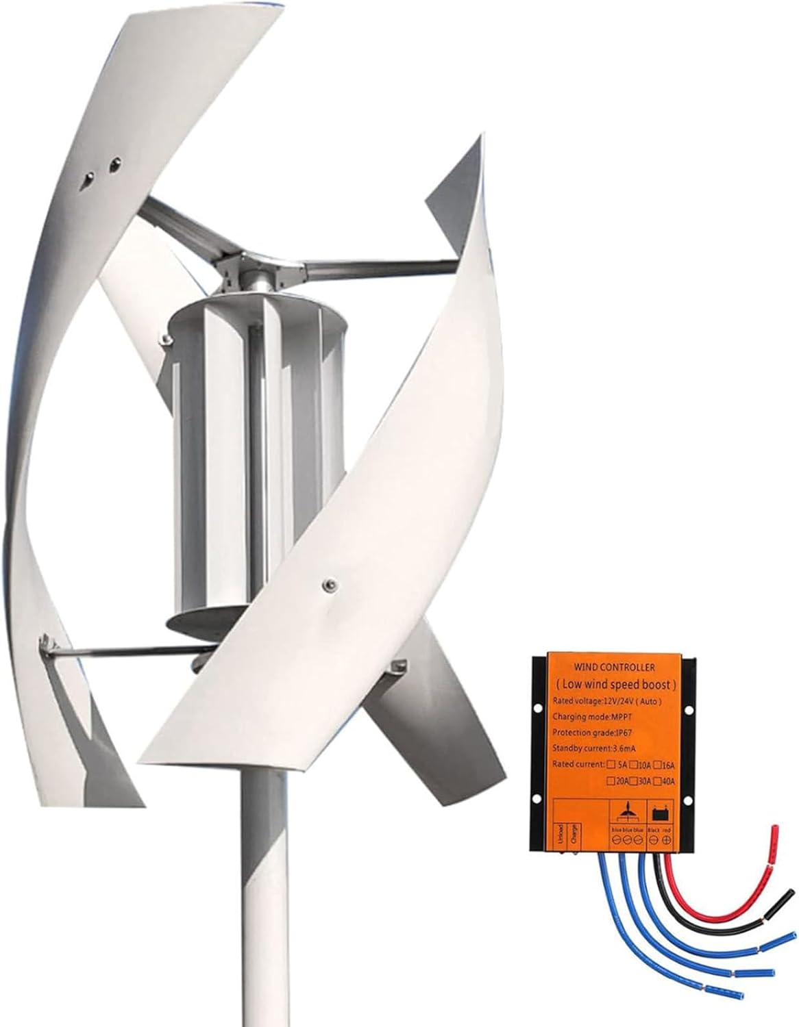 3000W Wind Turbine Generator - 12V, 24V, 48V, 220V Permanent Magnet Vertical Wind Generator Kit for Hybrid Wind Solar Systems