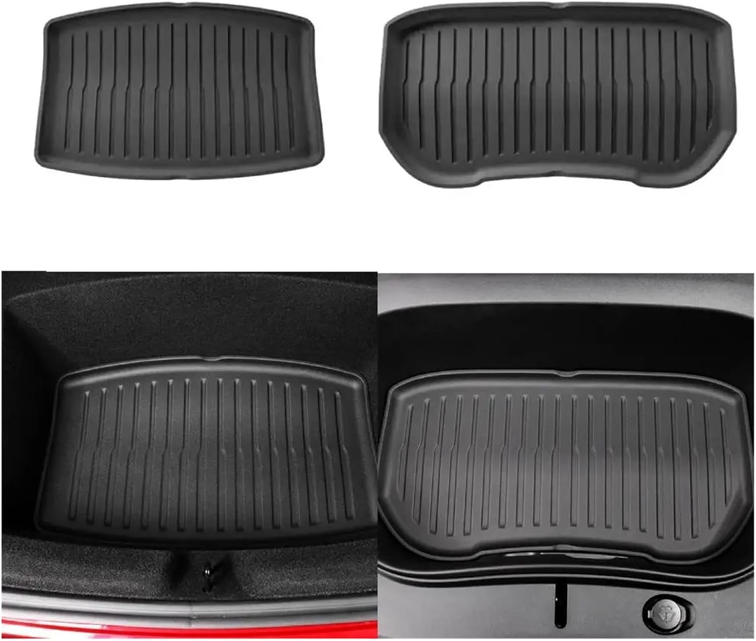 TPE Floor Mats Compatible with Tesla Model 3 2024 2025Highland All Weather Front Rear Cargo Liner Mat, Waterproof Anti-Slip Mats Accessories(Trunk Mats 2PCS)