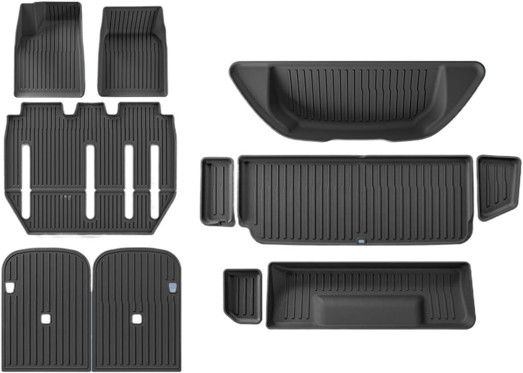 Compatible for Tesla Model X 2023 2024 TPE 3D Car Floor Mats Cargo Liner Trunk Pad Waterproof Protective Left Rudder(NEW 7MODELX5PCS)
