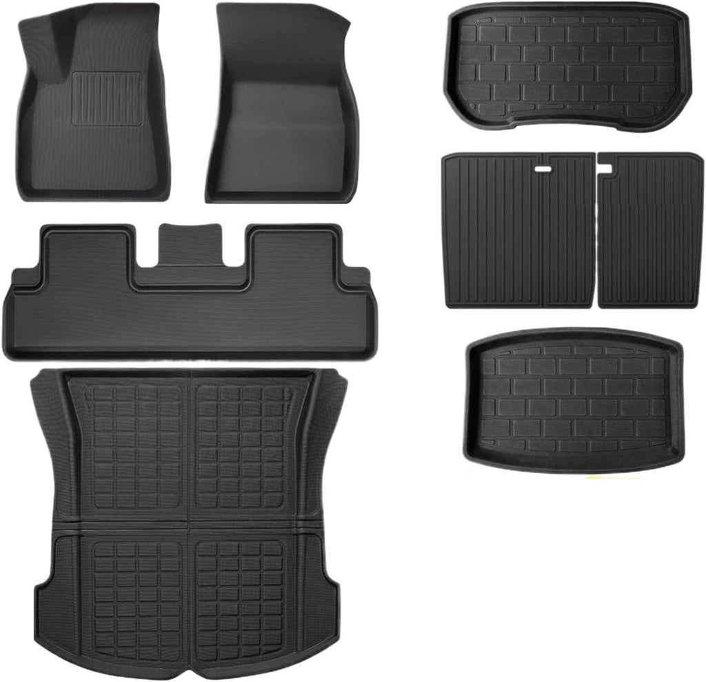 Compatible with Tesla Model 3 Highland 2024 XPE Floor Mats, All Weather 3D Waterproof Scratch Trunk Mat Cargo Liner Backrest Mats(8PCS LHD Floor Mats)