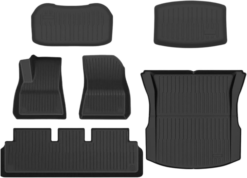 Compatible with Tesla Model 3 Highland 2024 TPE Floor Mats,RHD LHD All Weather Floor Mats Waterproof Anti Scratch Trunk Mat Cargo Liners(LHD STW 6pcs)
