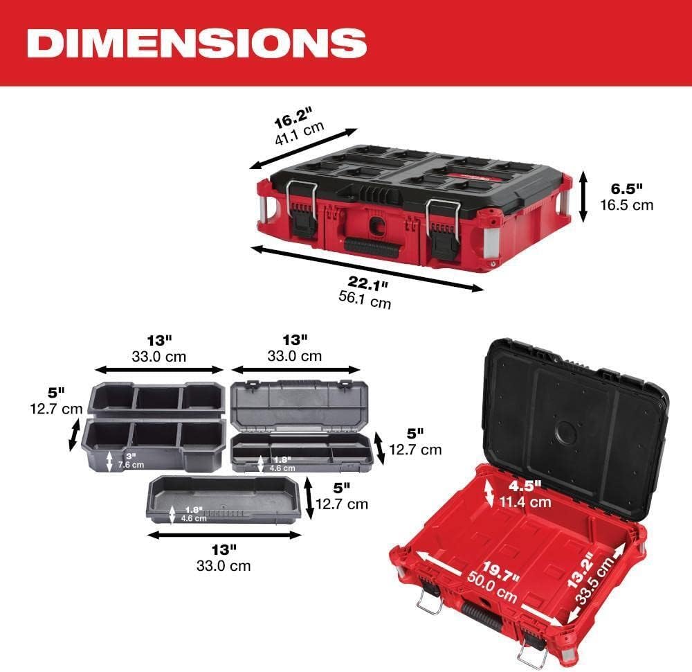 Milwaukee Packout Heavy Duty Polymer Tool Box Combo Kit - Large, Standard & Rolling Boxes