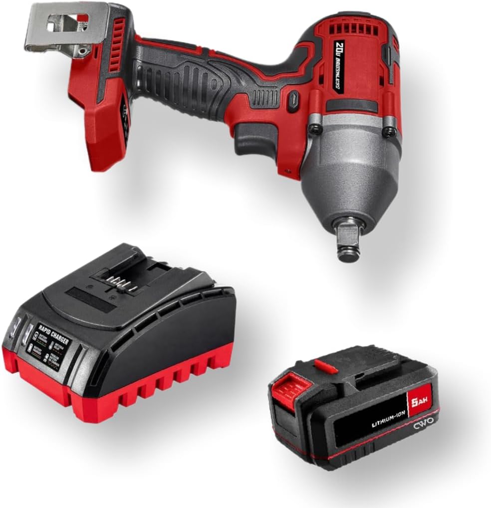 Generic Compatible with BAUER 20V Tools: 5.0 Ah Battery and Charger Kit with FREE Cordless 1/2 in. 3-Speed Impact Wrench