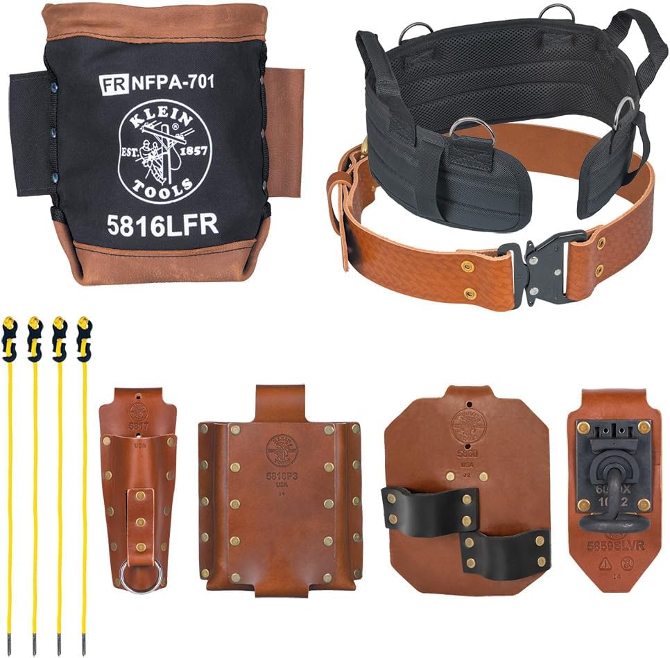 Klein Tools 5800IWBM Ironworker Tool Holder Belt System, 8-Piece Set, Quick-Release Belt, Bolt Bag, Holders, Tension Straps, Pro Pad, Medium