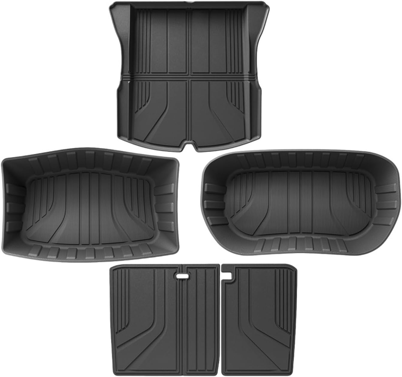 TPE Floor Mats Compatible with Tesla Model 3 Highland 2024 High Edge Trunk Mats Cargo Liner Rear Seat Back Mats LHD(5pcs Set)