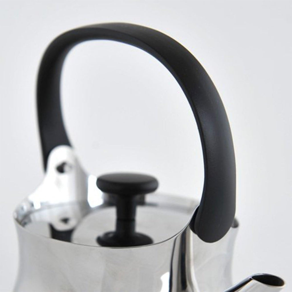 Alessi 'Cha Kettle/Teapot in 18/10 Stainless Steel Mirror Polished Handle And Knob in Thermoplastic Resin Magnetic Steel Bottom Suitable For induction Cooking, Silver