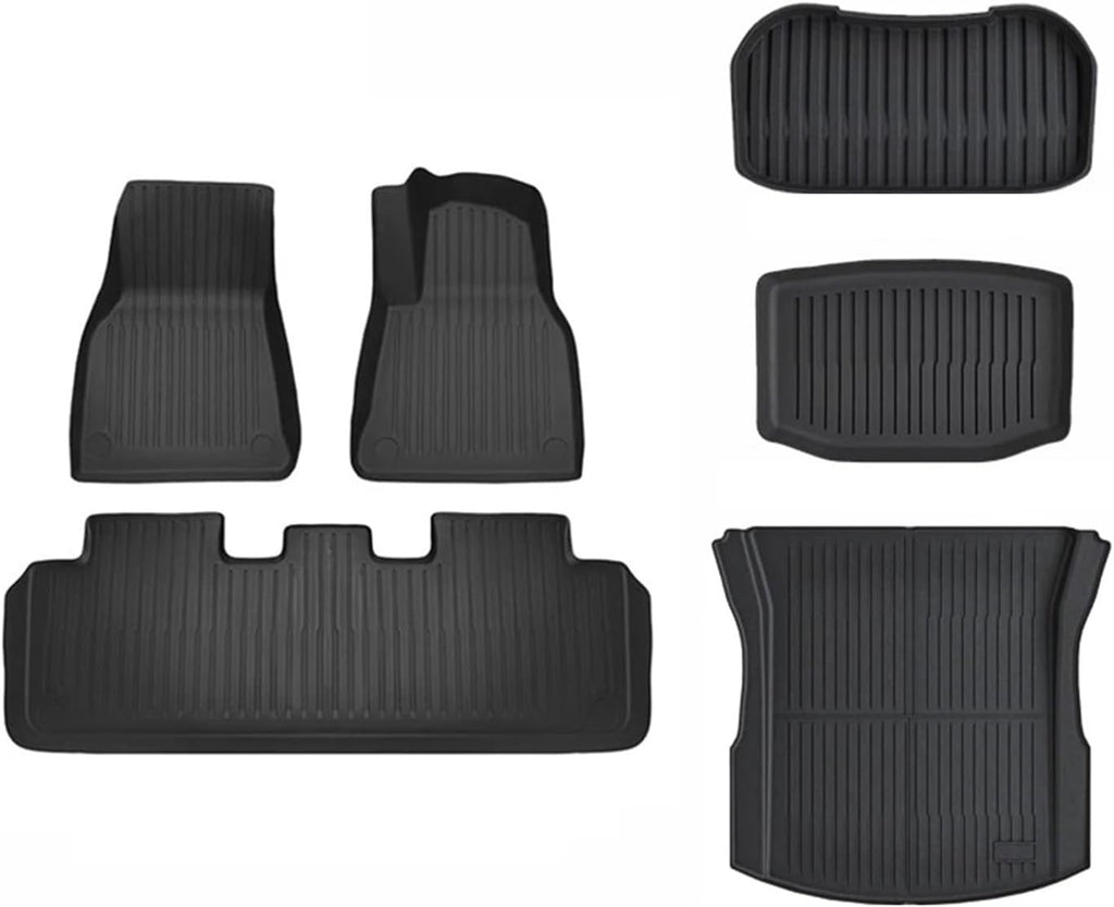 Floor Mats for Tesla Model 3 Y 2021-2024 5-Seater Custom Fit All Weather Heavy Duty TPE Cargo Liner Trunk Accessories(3 2024 TPE RHD 6PCS)