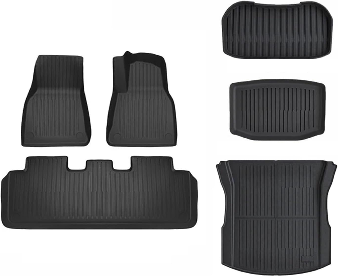 Floor Mats for Tesla Model 3 Y 2021-2024 5-Seater Custom Fit All Weather Heavy Duty TPE Cargo Liner Trunk Accessories(3 2024 TPE RHD 6PCS)