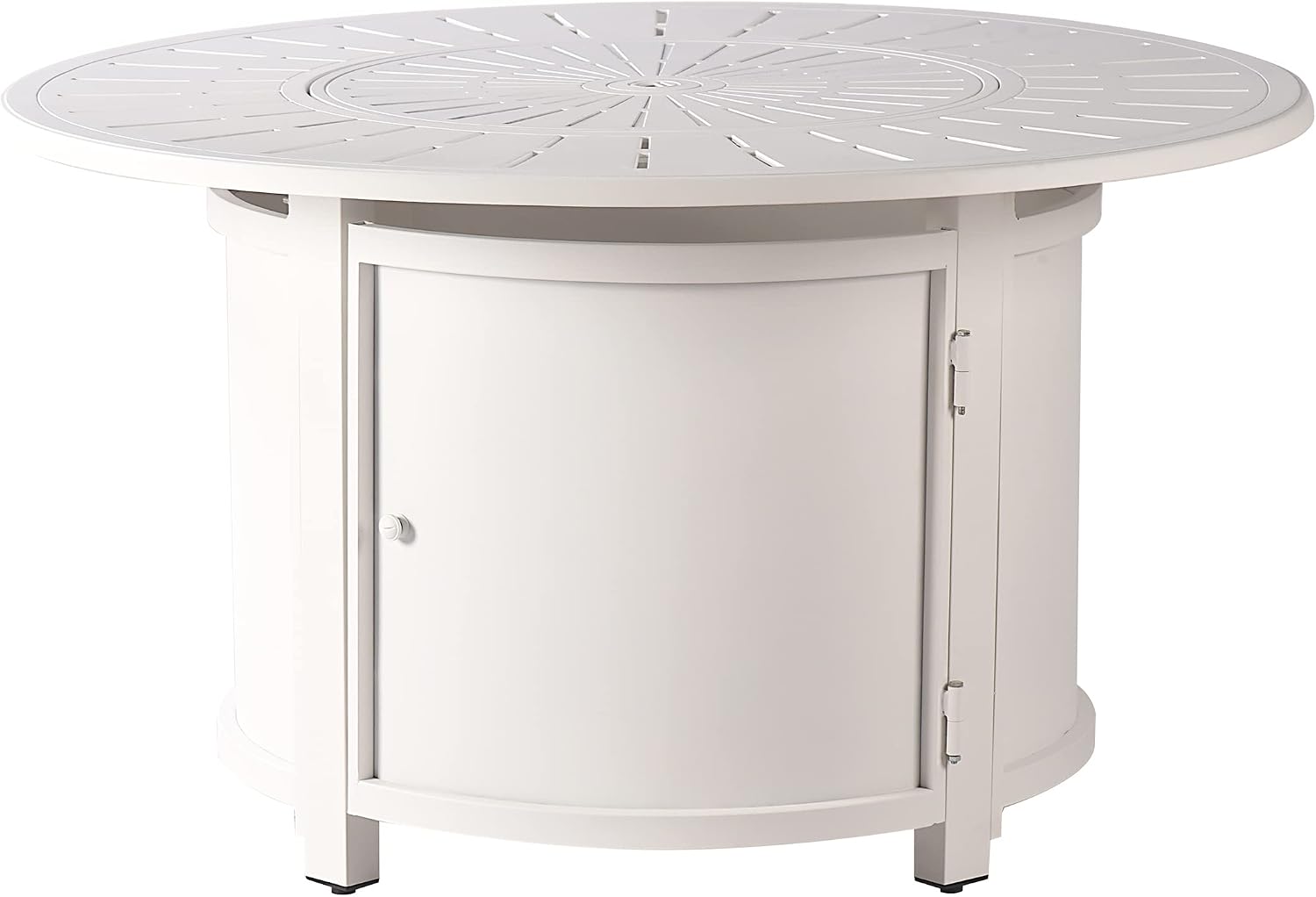 Oakland Living Round 44 in. x 44 in. Aluminum Propane Fire Pit Table with Glass Beads, Two Covers, Lid, 57,000 BTUs in White Finish