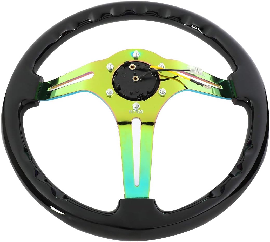 NRG RST-018BK-MC Reinforced Stering Wheel - Black Colored Wood with Neo Chrome Spokes