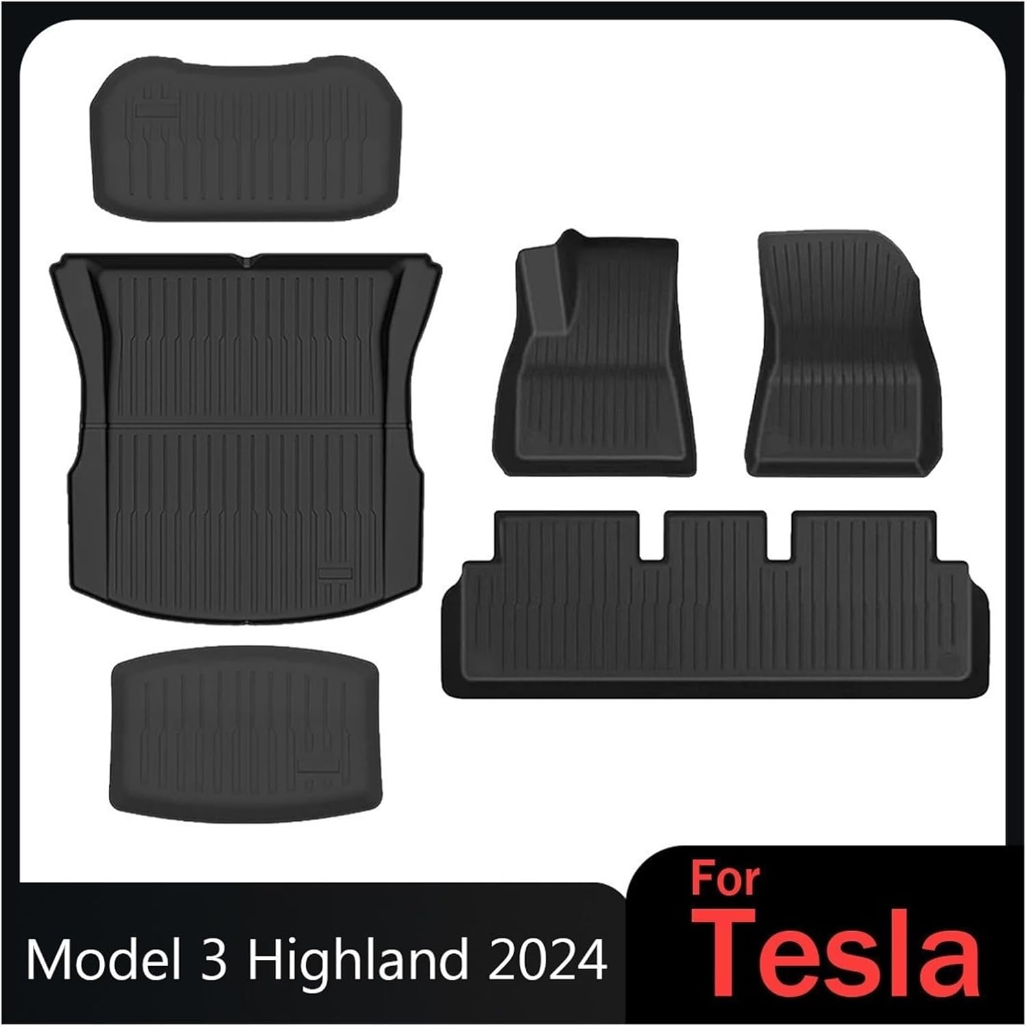 Compatible with Tesla Model 3 Highland 2024 Floor Mats Cargo Liners Mat TPE Protective Pads Model 3 2024 Highland Accessories(3Pcs Floor mats)