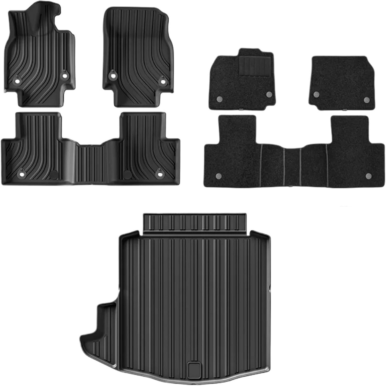 Compatible for Toyota Crown 2023 2024 Floor Mats and Cargo Liner,All Weather Protection TPE 3D 1st & 2nd Row Accessories(Left Rudder)(1)