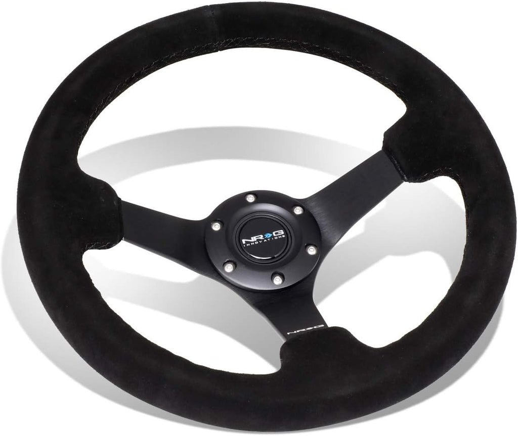 Auto Dynasty NRG Innovations ReinCompatible withced RST-033BK-S 330mm 3' Deep Dish Black Suede Racing Steering Wheel