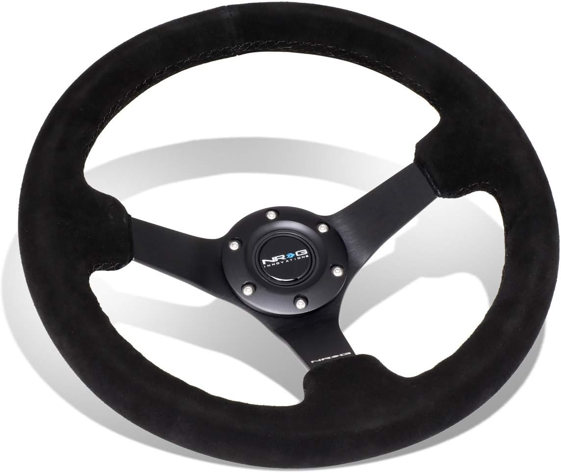 Auto Dynasty NRG Innovations ReinCompatible withced RST-033BK-S 330mm 3' Deep Dish Black Suede Racing Steering Wheel