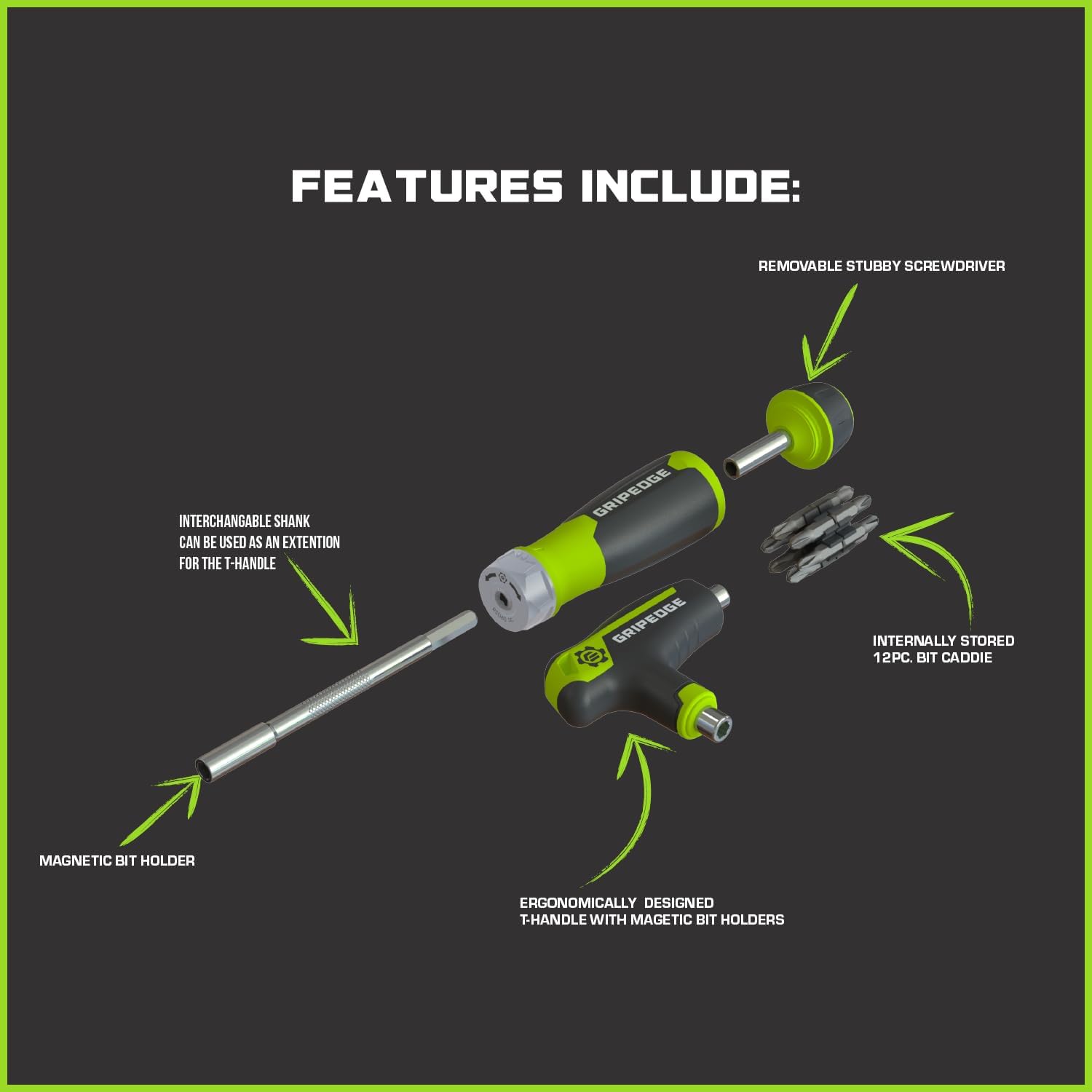 GRIPEDGE Tools | 132-PC R.P.T. Multi-Bit Driver Set