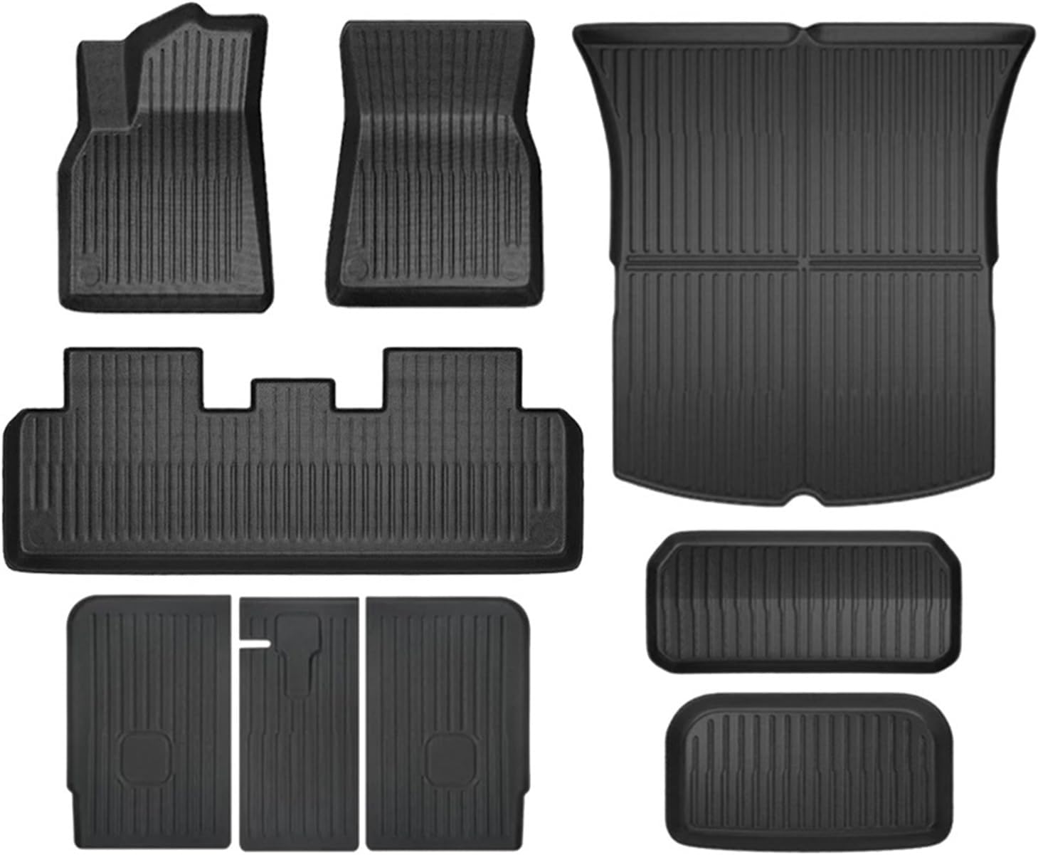 Compatible with Tesla Model 3 Model Y 2021-2024 XPE Floor Mats,All Weather Rubber Trunk Floor Mat Waterproof Non-Slip Cargo Liner(9pcs My 21-24)