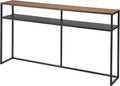 YAMAZAKI Home Tower Long Console Table for Entryway Or Hallways, Narrow Behnd Sofa Table with Wooden Top and Metal Shelf - Shelf, 26' - Steel