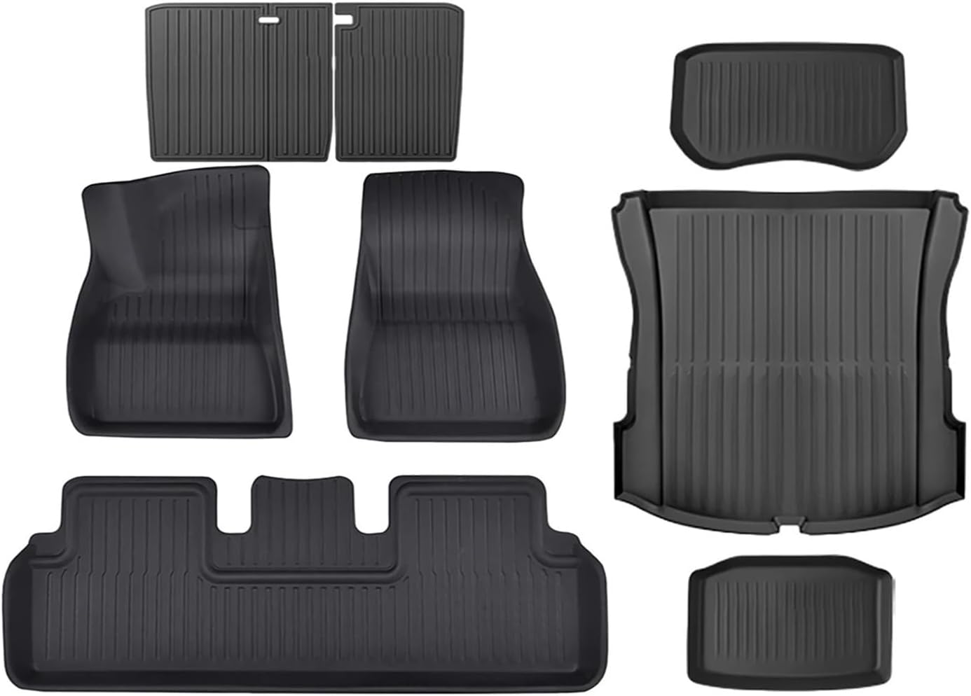 Compatible with Tesla Model 3 2023-2021 All-Weather XPE Floor Mats, LHD 3D Durable WP Non-Slip Cargo Liners Trunk(8PCS LHD Floor Mats)