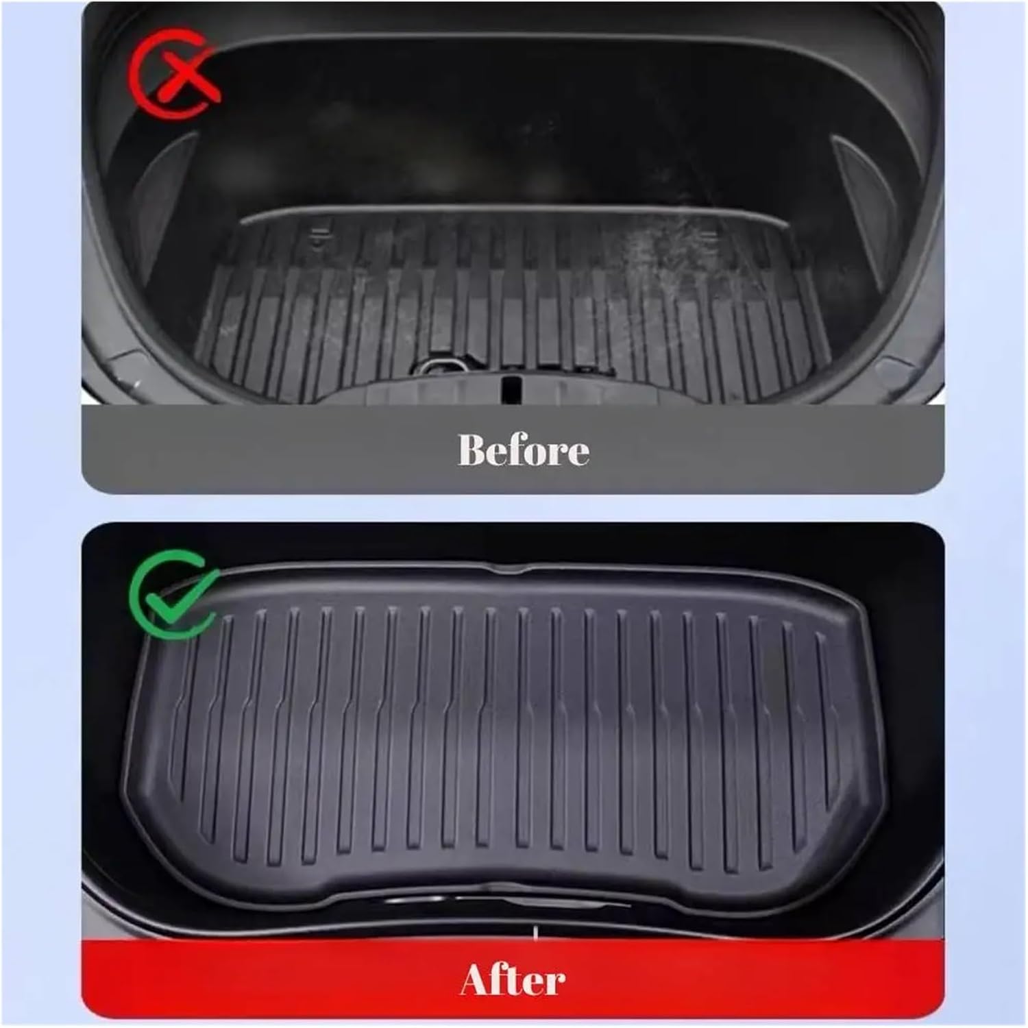 TPE Floor Mats Compatible with Tesla Model 3 2024 2025Highland All Weather Front Rear Cargo Liner Mat, Waterproof Anti-Slip Mats Accessories(Trunk Mats 2PCS)