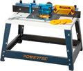 POWERTEC Benchtop Router Table w/Metal Stand and Adjustable Fence Set – 24' x 16' Laminated MDF Top, Aluminum Insert Plate, 2-1/2' Dust Port, Fence Stop, Featherboard and More Accessories (71963)