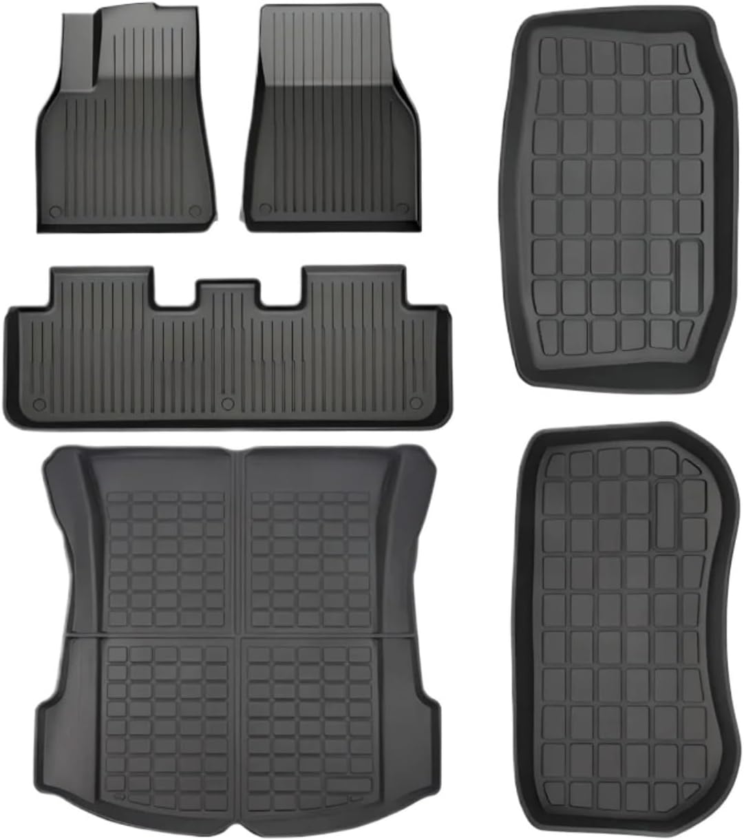 XPE Floor Mats Compatible with Tesla Model 3 2021-2024 Highland All Weather Trunk Mat WP Cargo Liner Left Right Rubber(Green)