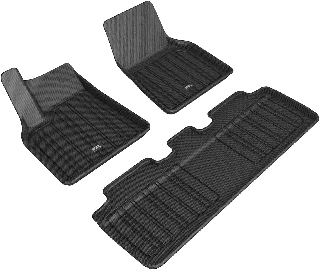 3D MAXpider Custom Fit Elitect Floor Mat (Black) Compatible with Tesla Model Y 5-Seat 2021-2025 - Full Set
